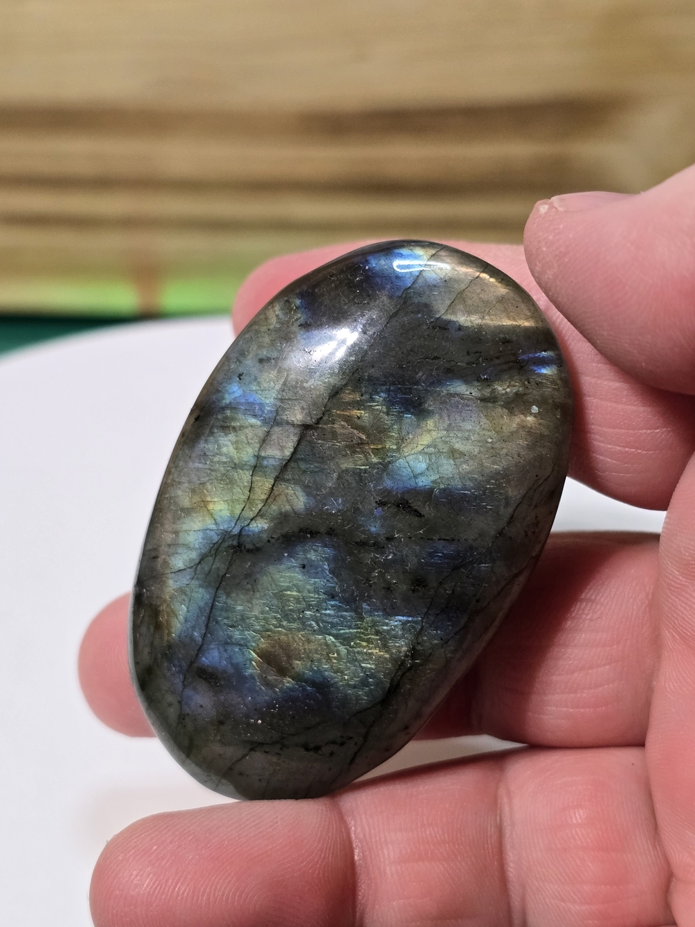 Labradorite Palm Stone - Gold,Blue,Purple Flash, Rainbow